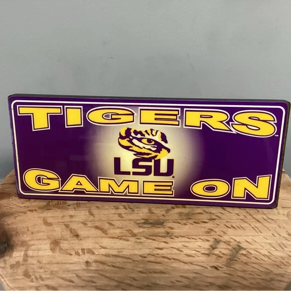 🟣 New - LSU Tigers Game On - Desk Top / Shelf / Wall Sign - Official Product - Picture 4 of 10